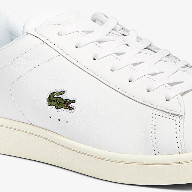 Lacoste Carnaby Evo Læder Accent Sneakers Hvide Grå | DbuxB2MJ