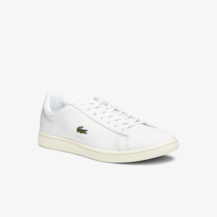 Lacoste Carnaby Evo Læder Accent Sneakers Hvide Grå | DbuxB2MJ