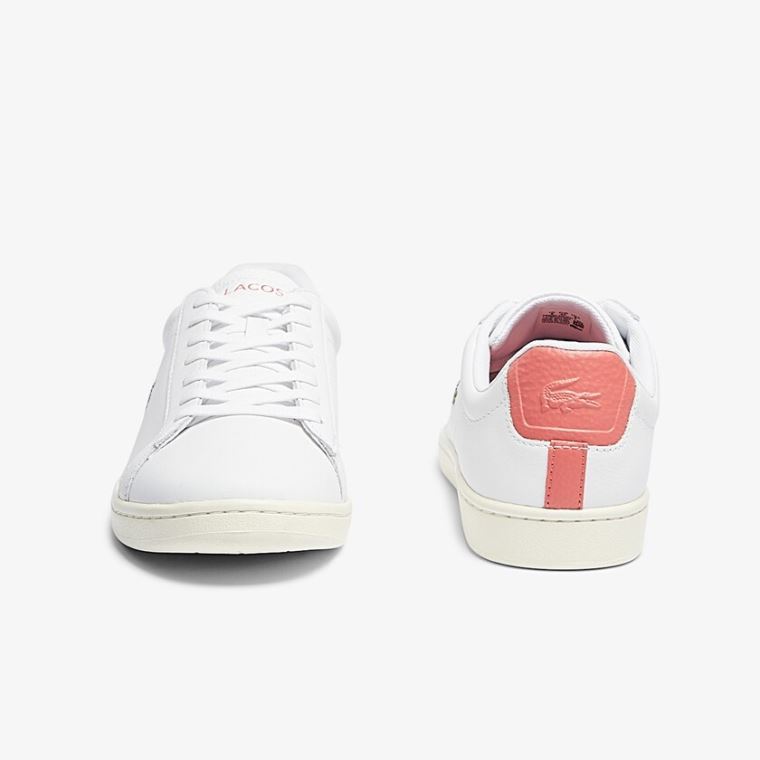 Lacoste Carnaby Evo Læder Accent Sneakers Hvide Beige | uwko9AgD