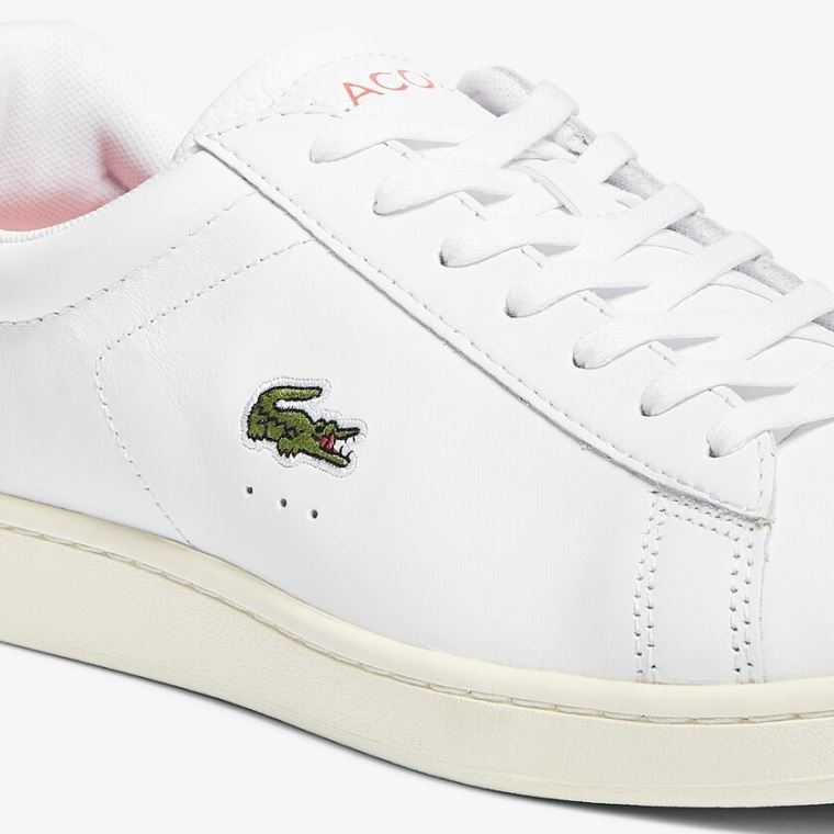 Lacoste Carnaby Evo Læder Accent Sneakers Hvide Beige | uwko9AgD