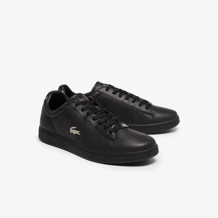 Lacoste Carnaby Evo Læder Platinum Detailing Sneakers Sort | jrdJVTH8