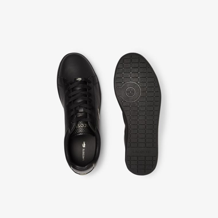 Lacoste Carnaby Evo Læder Platinum Detailing Sneakers Sort | jrdJVTH8