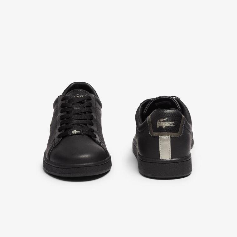 Lacoste Carnaby Evo Læder Platinum Detailing Sneakers Sort | jrdJVTH8