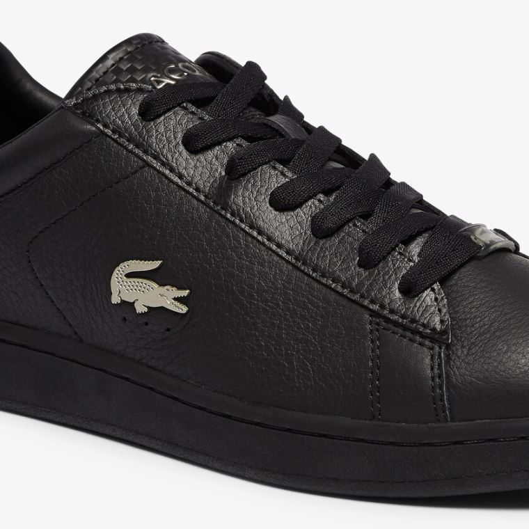 Lacoste Carnaby Evo Læder Platinum Detailing Sneakers Sort | jrdJVTH8