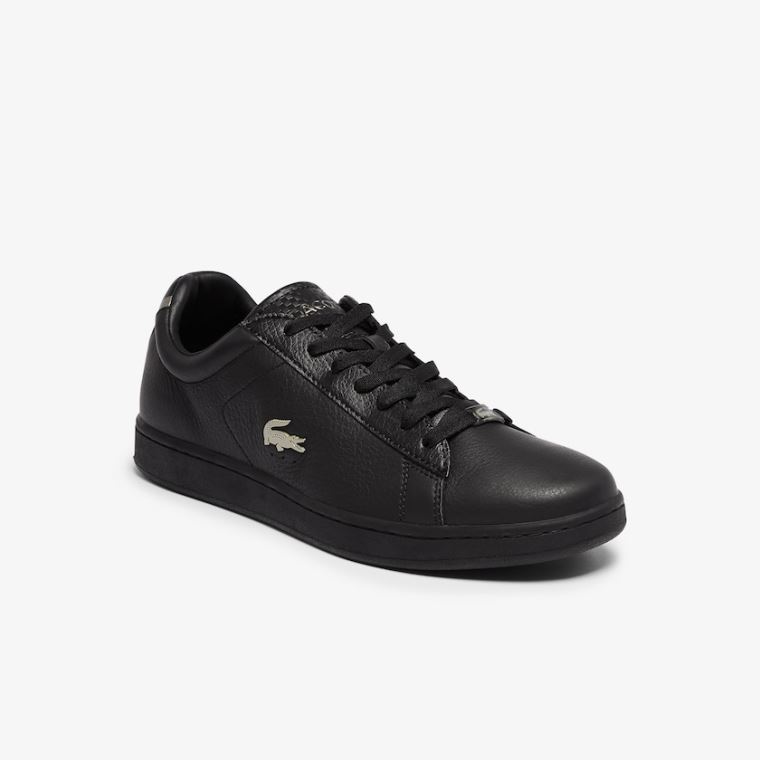 Lacoste Carnaby Evo Læder Platinum Detailing Sneakers Sort | jrdJVTH8