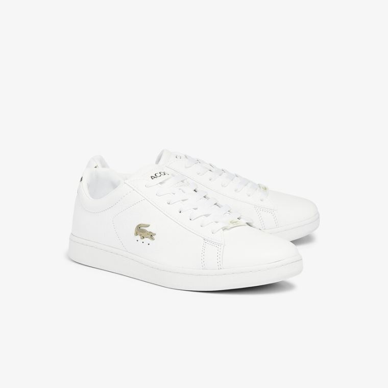 Lacoste Carnaby Evo Læder Platinum Sneakers Hvide Hvide | SkMAqyc3