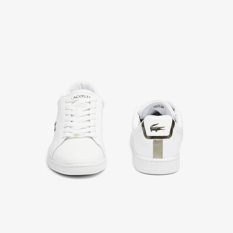 Lacoste Carnaby Evo Læder Platinum Sneakers Hvide Hvide | SkMAqyc3