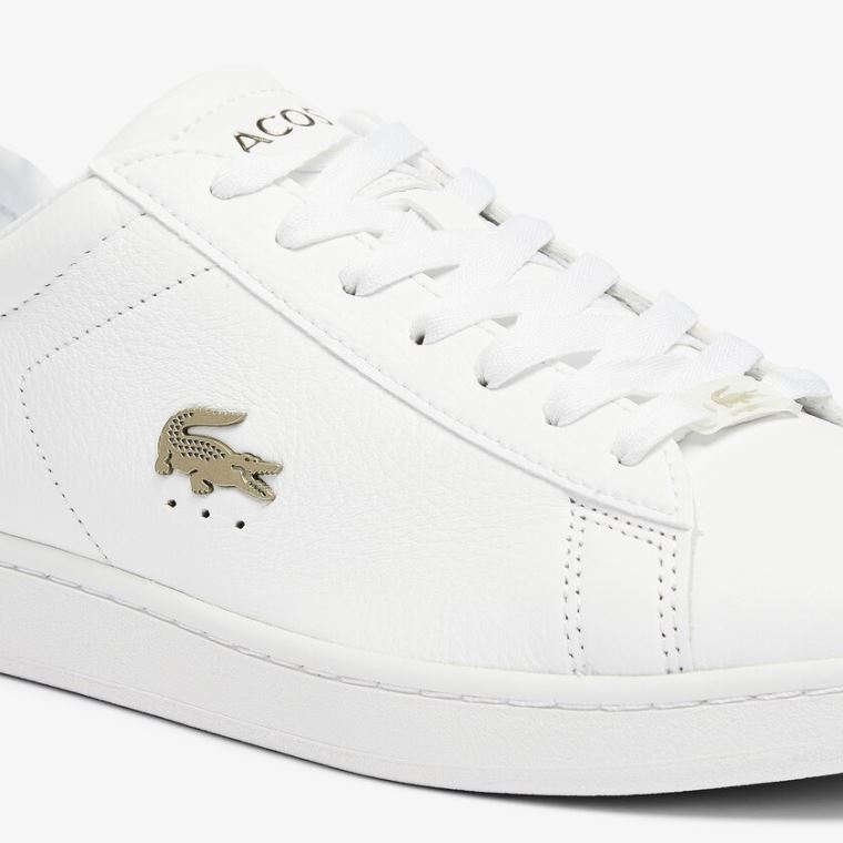 Lacoste Carnaby Evo Læder Platinum Sneakers Hvide Hvide | SkMAqyc3