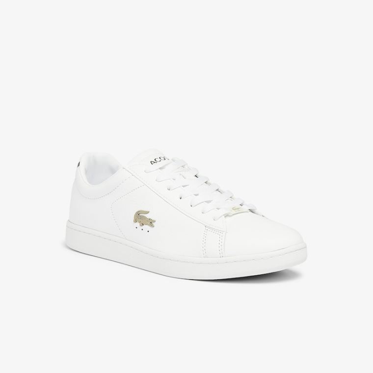 Lacoste Carnaby Evo Læder Platinum Sneakers Hvide Hvide | SkMAqyc3