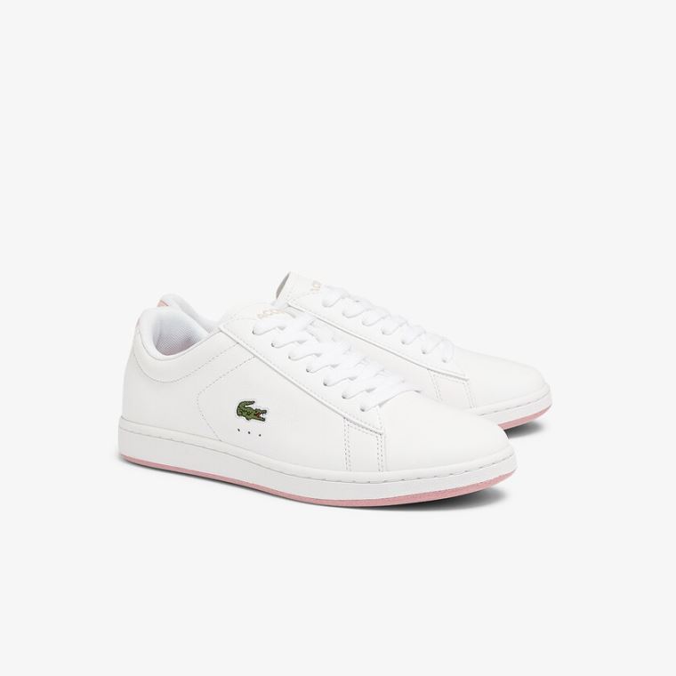 Lacoste Carnaby Evo Læder Sneakers Hvide Lyserød | eJpm0GEh