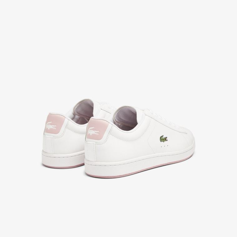 Lacoste Carnaby Evo Læder Sneakers Hvide Lyserød | eJpm0GEh