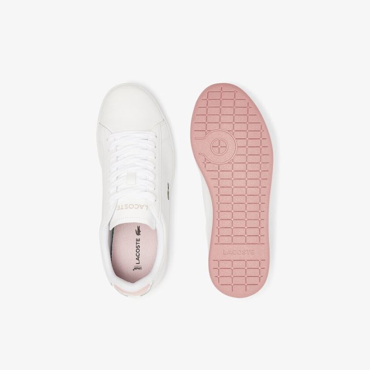 Lacoste Carnaby Evo Læder Sneakers Hvide Lyserød | eJpm0GEh