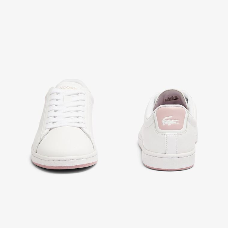 Lacoste Carnaby Evo Læder Sneakers Hvide Lyserød | eJpm0GEh