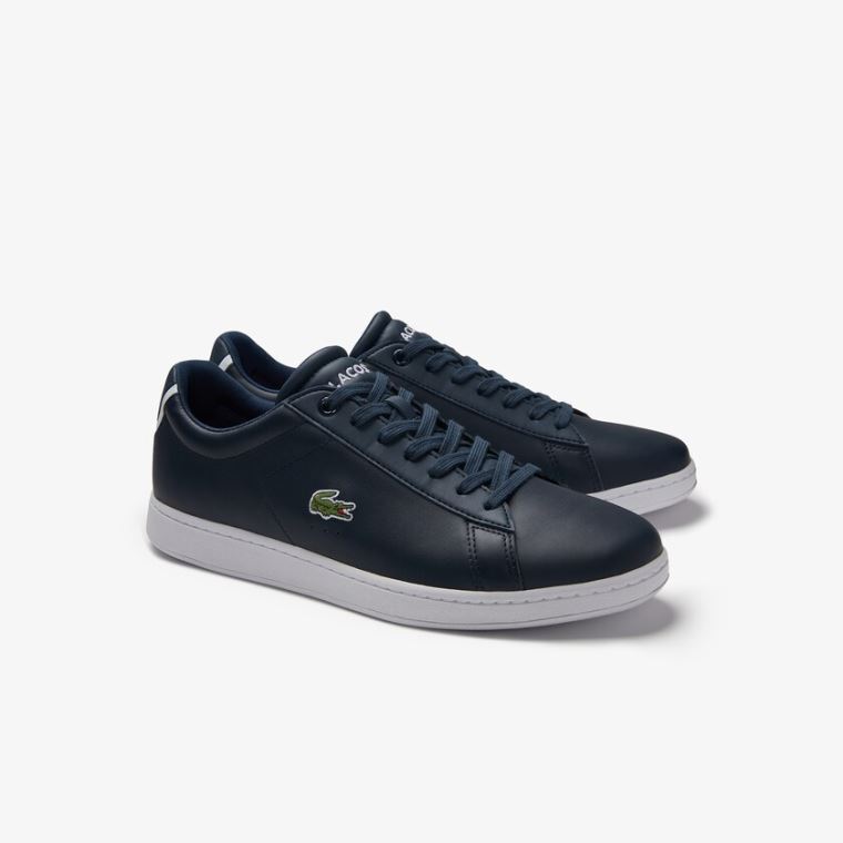 Lacoste Carnaby Evo Læder Sneakers Mørkeblå | VfdSGaFj