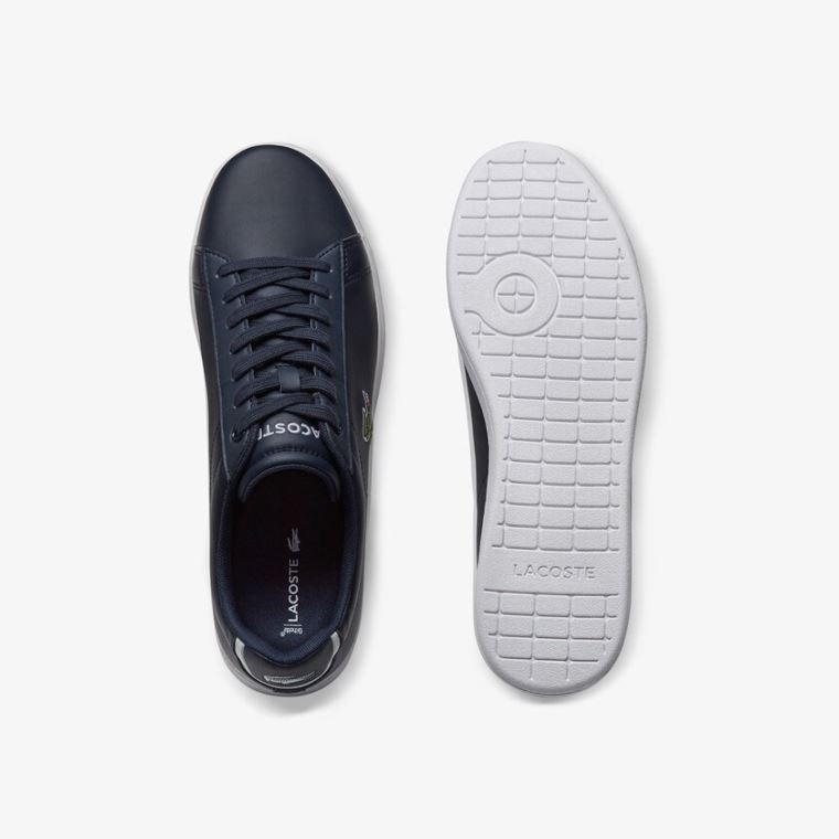 Lacoste Carnaby Evo Læder Sneakers Mørkeblå Blå | ulqE6PxV