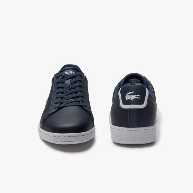 Lacoste Carnaby Evo Læder Sneakers Mørkeblå Blå | ulqE6PxV