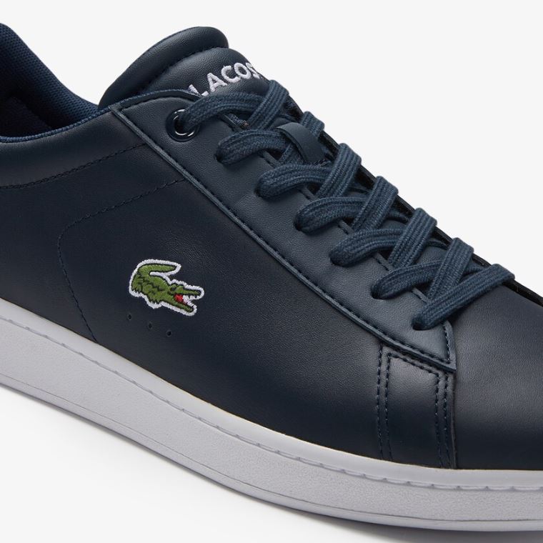 Lacoste Carnaby Evo Læder Sneakers Mørkeblå Blå | ulqE6PxV