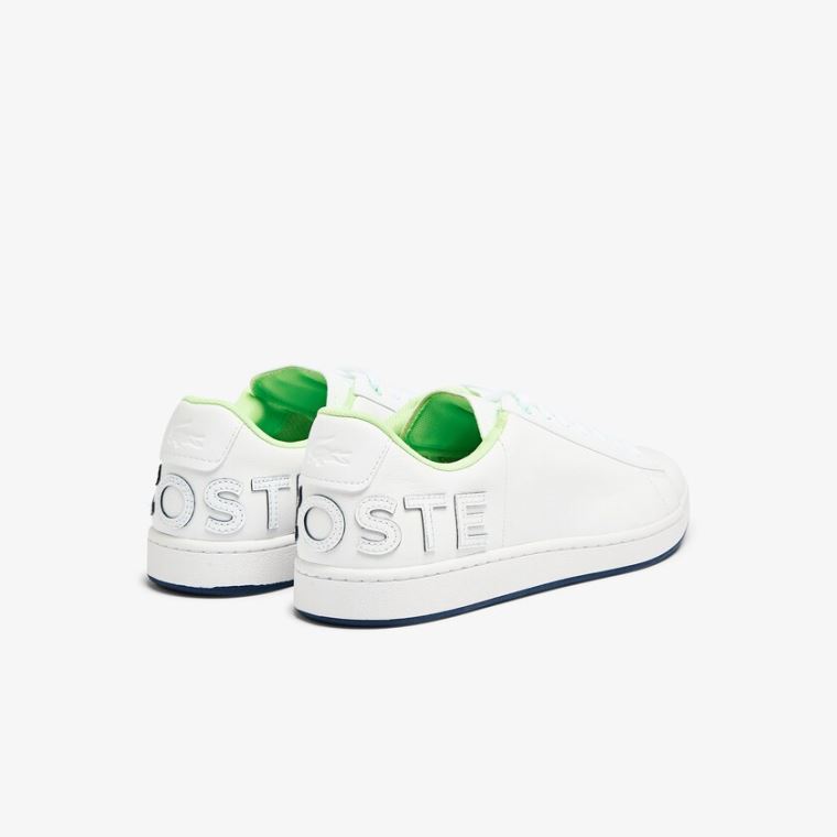 Lacoste Carnaby Evo Læder and Citrus Accent Sneakers Hvide Mørkeblå | lgcNxD5a