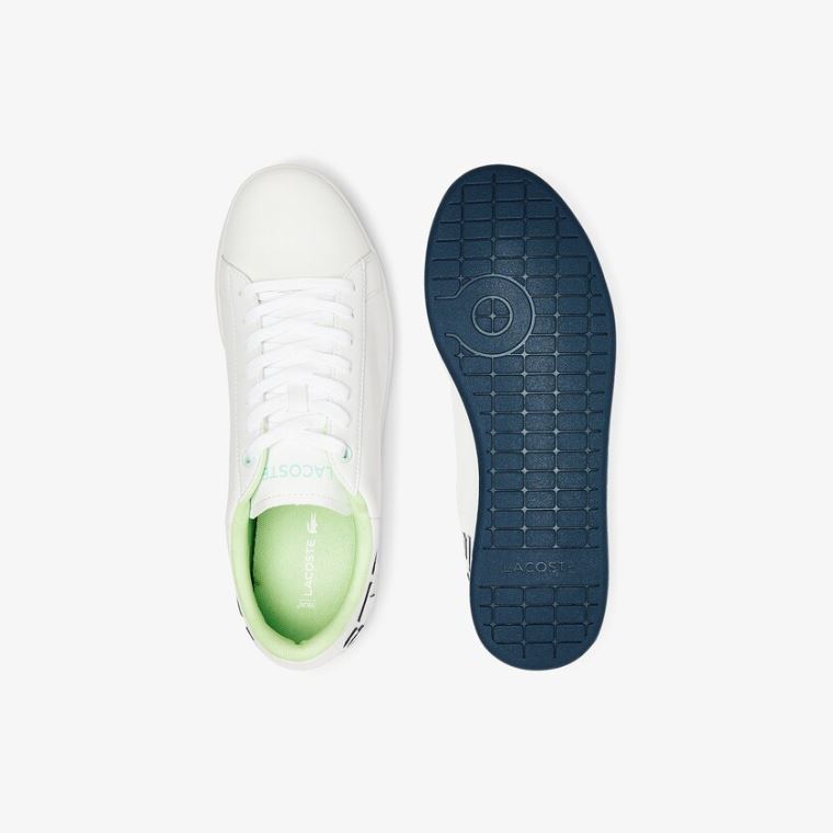 Lacoste Carnaby Evo Læder and Citrus Accent Sneakers Hvide Mørkeblå | lgcNxD5a