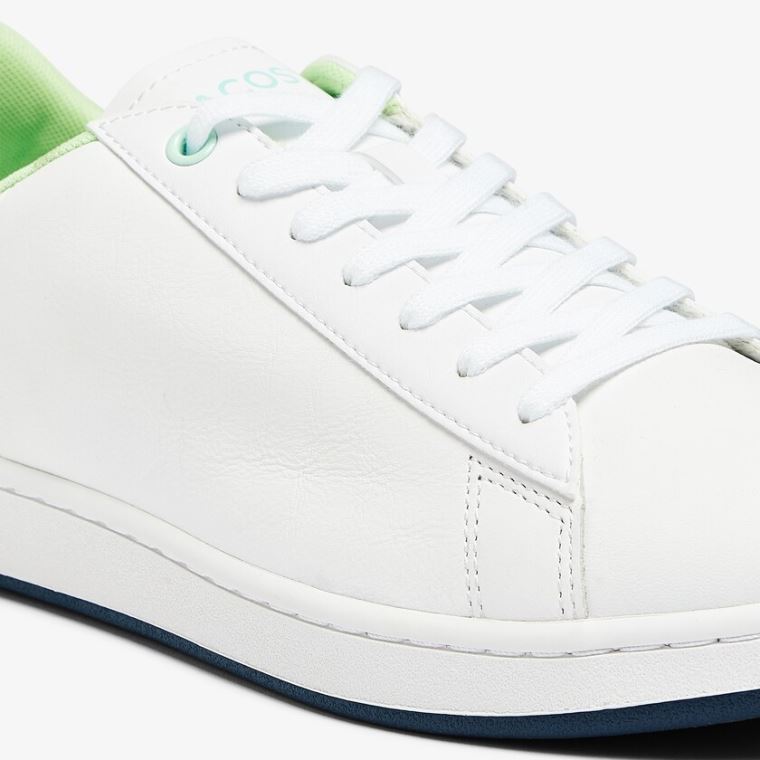 Lacoste Carnaby Evo Læder and Citrus Accent Sneakers Hvide Mørkeblå | lgcNxD5a