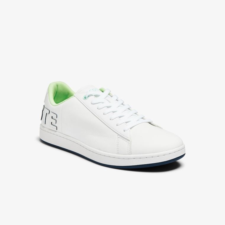 Lacoste Carnaby Evo Læder and Citrus Accent Sneakers Hvide Mørkeblå | lgcNxD5a