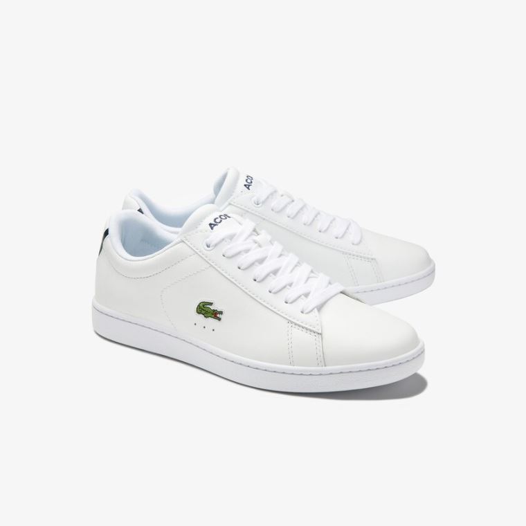 Lacoste Carnaby Evo Mesh-lined Læder Sneakers Hvide | 0tNQKAq4