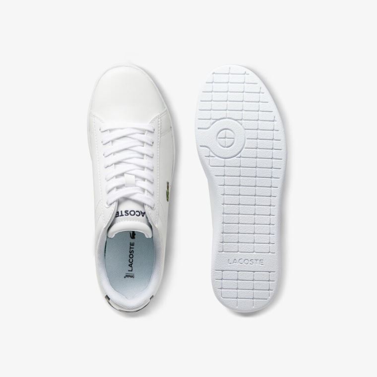 Lacoste Carnaby Evo Mesh-lined Læder Sneakers Hvide | 0tNQKAq4