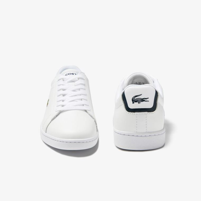 Lacoste Carnaby Evo Mesh-lined Læder Sneakers Hvide | 0tNQKAq4