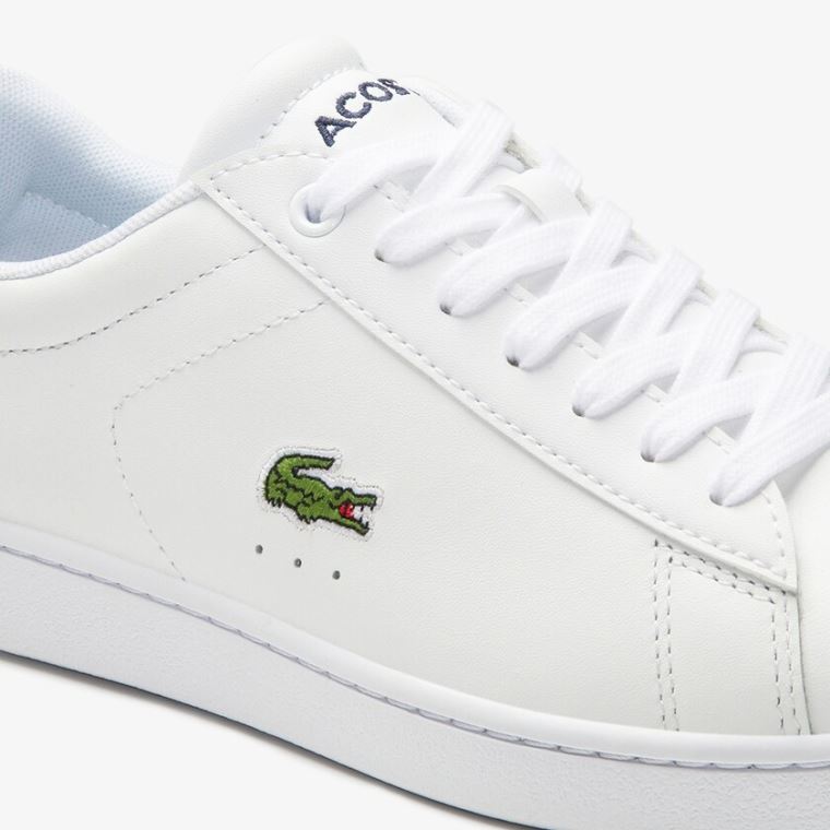 Lacoste Carnaby Evo Mesh-lined Læder Sneakers Hvide | 0tNQKAq4