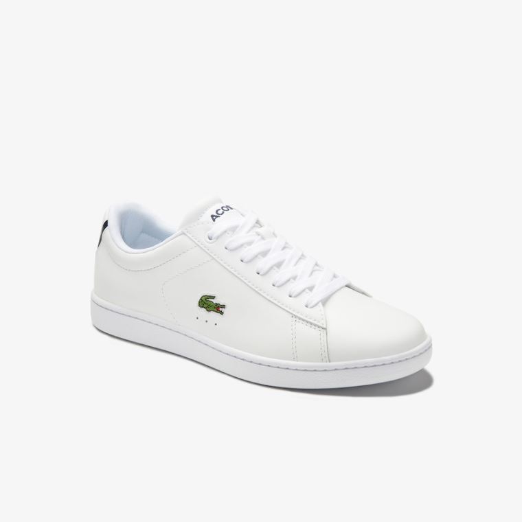 Lacoste Carnaby Evo Mesh-lined Læder Sneakers Hvide | 0tNQKAq4