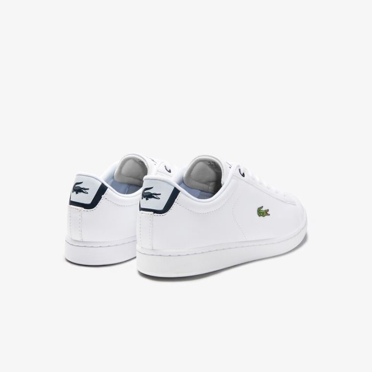 Lacoste Carnaby Evo Mesh-lined Tonal Syntetisk Sneakers Hvide Mørkeblå | f8ryxFtX