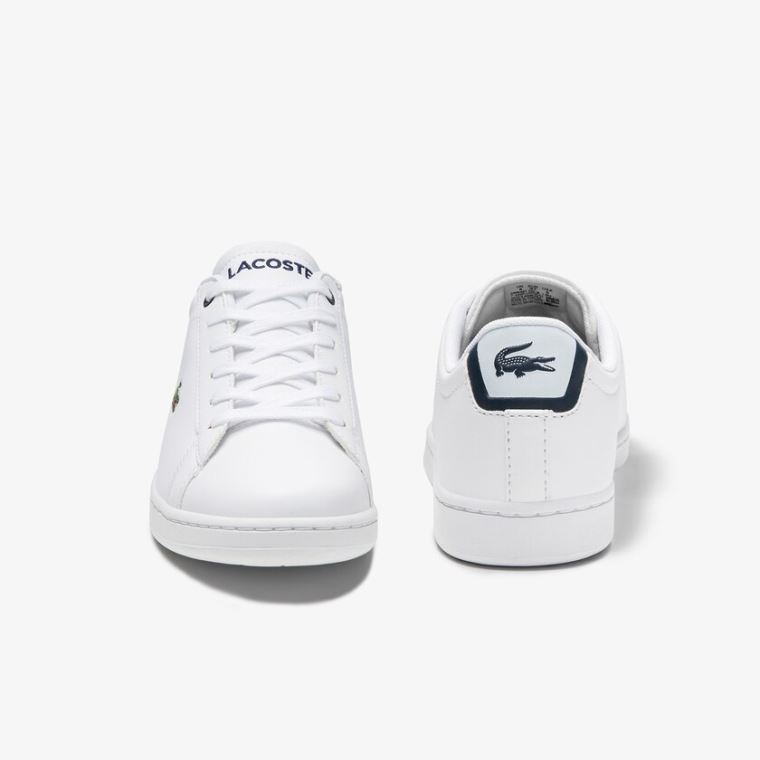 Lacoste Carnaby Evo Mesh-lined Tonal Syntetisk Sneakers Hvide Mørkeblå | f8ryxFtX