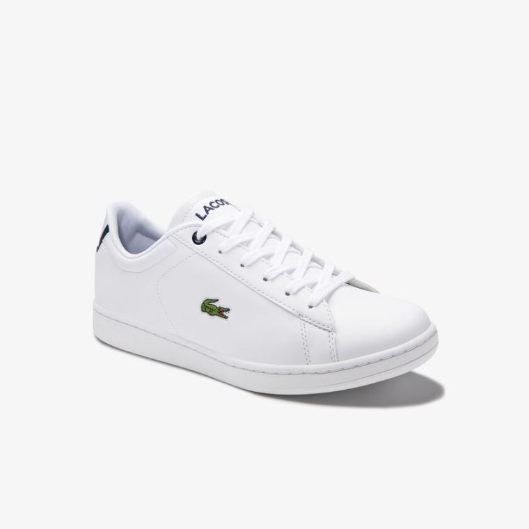 Lacoste Carnaby Evo Mesh-lined Tonal Syntetisk Sneakers Hvide Mørkeblå | f8ryxFtX