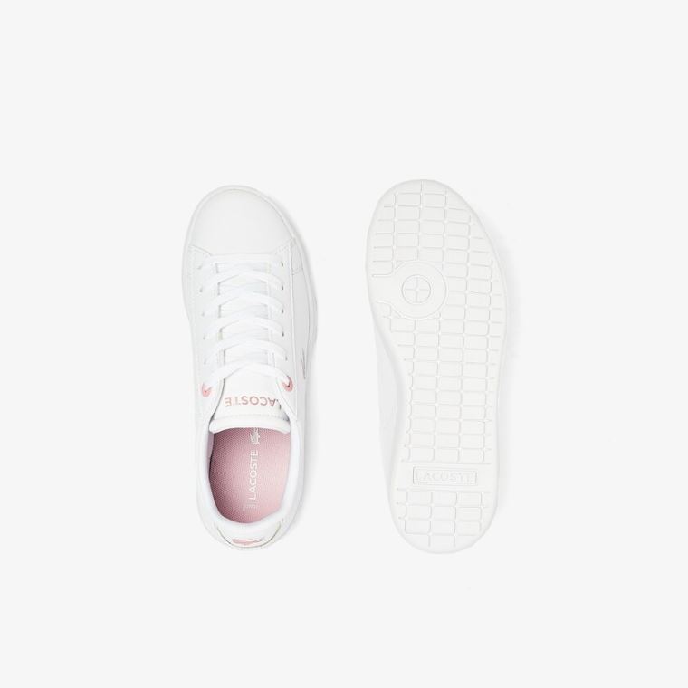 Lacoste Carnaby Evo Metallic Accent Sneakers Hvide Lyserød | 4ZZly6dR