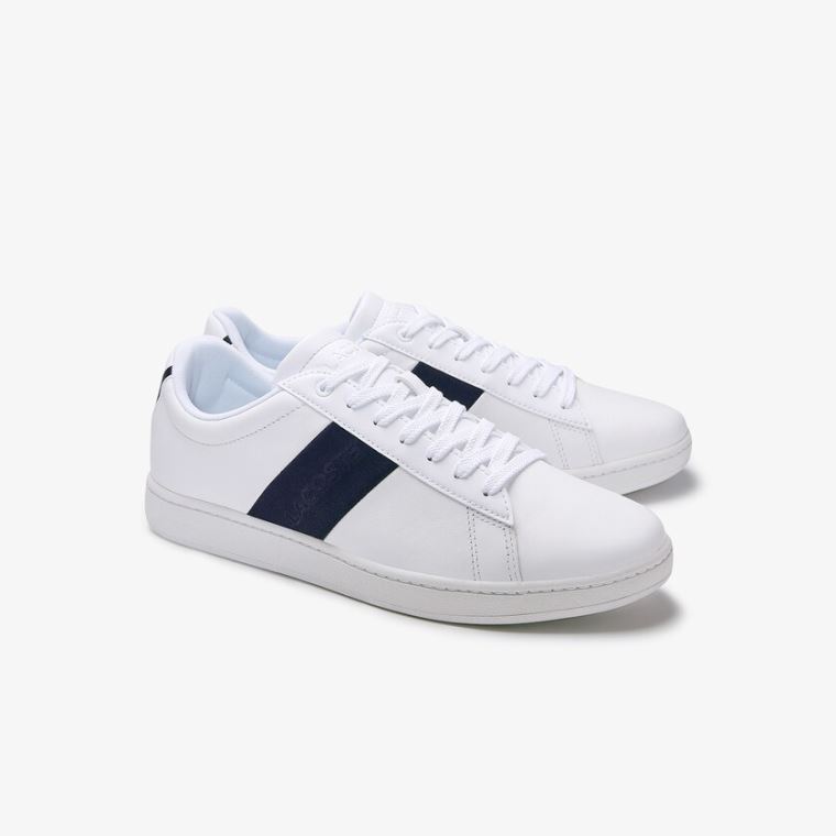 Lacoste Carnaby Evo Pigmented Læder Sneakers Hvide Mørkeblå | Ks7g0e3v