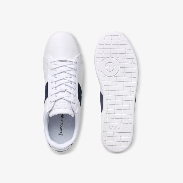 Lacoste Carnaby Evo Pigmented Læder Sneakers Hvide Mørkeblå | Ks7g0e3v