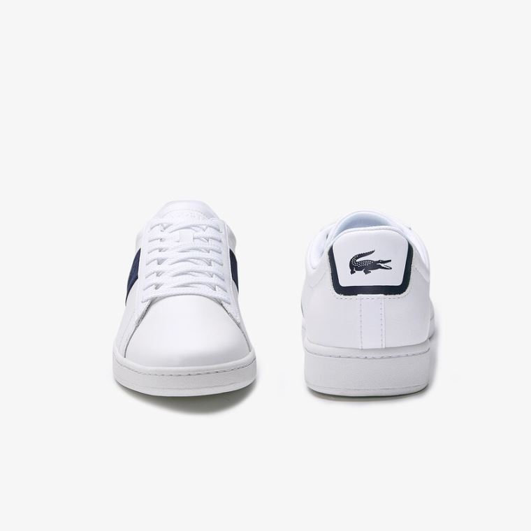 Lacoste Carnaby Evo Pigmented Læder Sneakers Hvide Mørkeblå | Ks7g0e3v