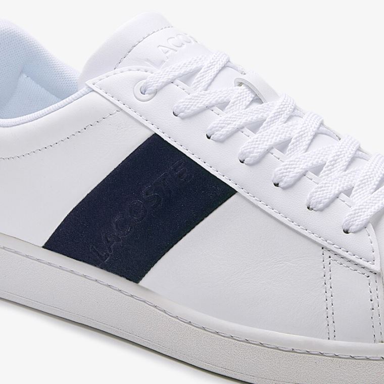 Lacoste Carnaby Evo Pigmented Læder Sneakers Hvide Mørkeblå | Ks7g0e3v