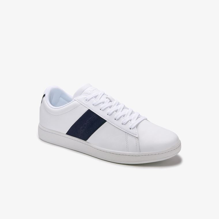 Lacoste Carnaby Evo Pigmented Læder Sneakers Hvide Mørkeblå | Ks7g0e3v