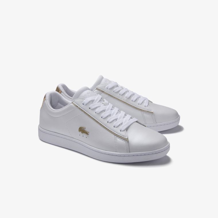 Lacoste Carnaby Evo Satin and Læder Sneakers Hvide | q4goHv7f