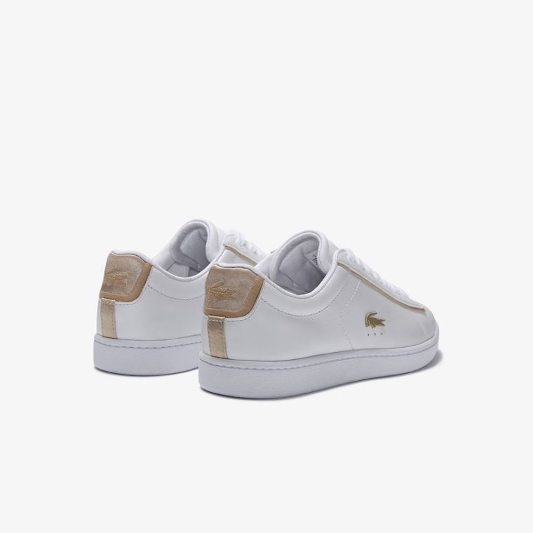 Lacoste Carnaby Evo Satin and Læder Sneakers Hvide | q4goHv7f