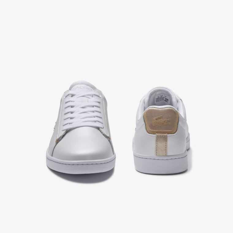 Lacoste Carnaby Evo Satin and Læder Sneakers Hvide | q4goHv7f