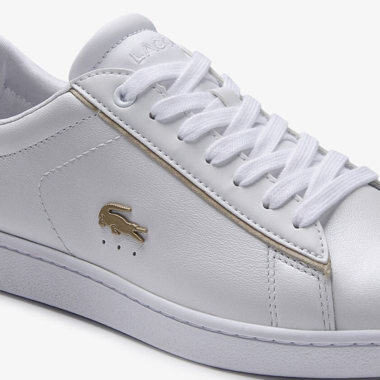 Lacoste Carnaby Evo Satin and Læder Sneakers Hvide | q4goHv7f