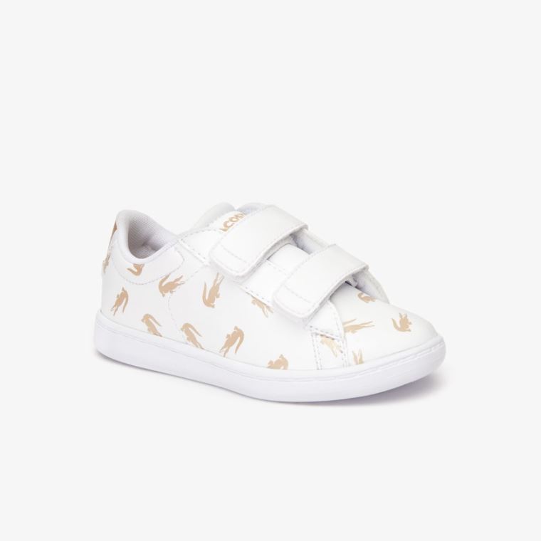 Lacoste Carnaby Evo Syntetisk Sneakers with Multi-Croc Prints Hvide Guld | uu5BDmz1