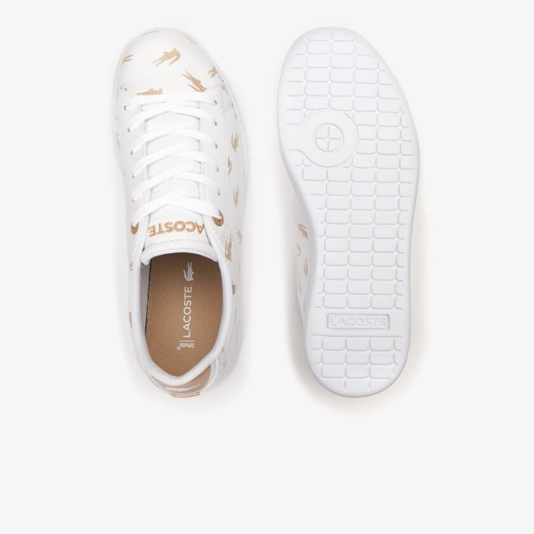 Lacoste Carnaby Metallic Crocodile Sneaker Hvide Guld | oeqgXBie