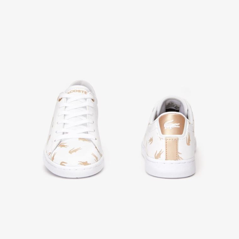 Lacoste Carnaby Metallic Crocodile Sneaker Hvide Guld | oeqgXBie