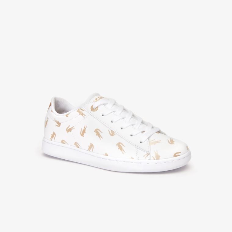 Lacoste Carnaby Metallic Crocodile Sneaker Hvide Guld | oeqgXBie