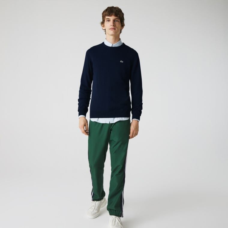 Lacoste Caviar Piqué Accent Sweater Mørkeblå Blå Hvide Mørkeblå Blå | 4GfVT6MR