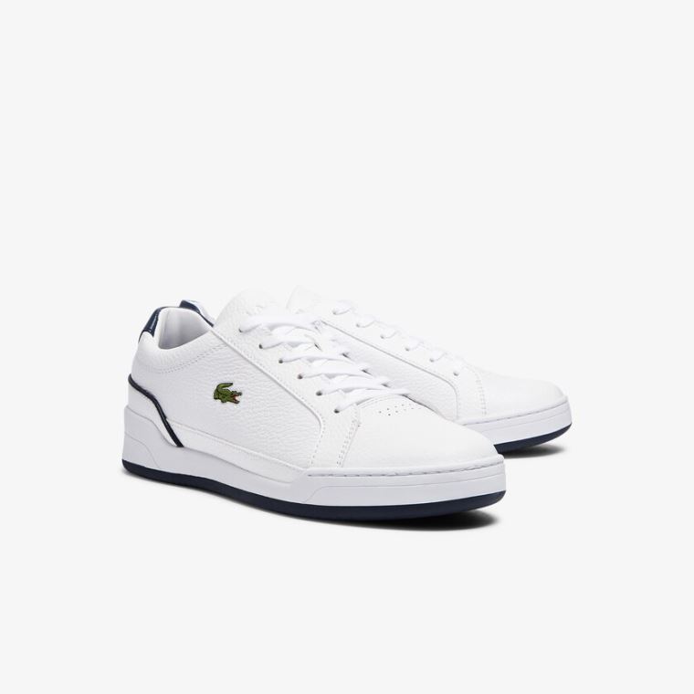 Lacoste Challenge Læder Sneakers Hvide Mørkeblå | LayWU2rP