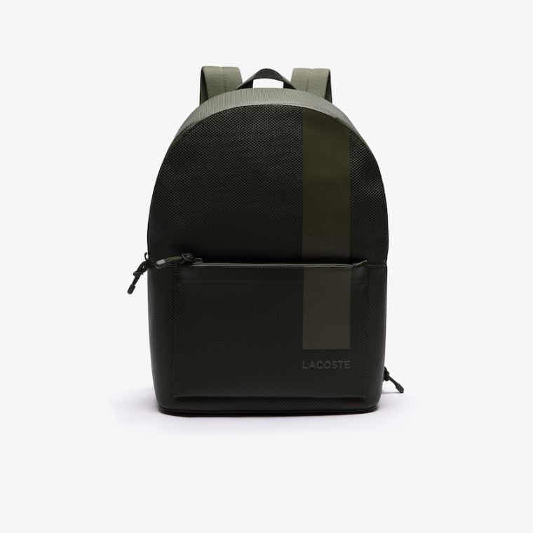 Lacoste Chantaco Graphic Piqué Læder Backpack Olivengrøn | zFt6pK6j